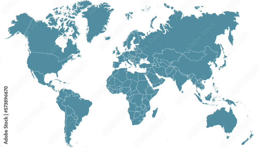 Fototapeta premium World map. Silhouette map. Color vector modern map 
