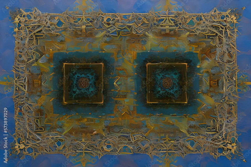 Obraz premium Abstract retro cubic painting created with Generative AI technology.