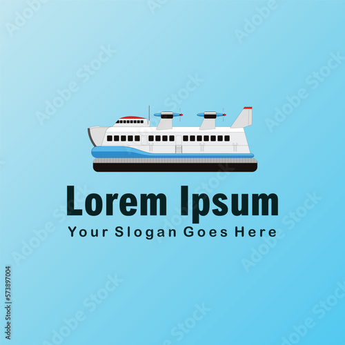 cruise ship illustration logo design template