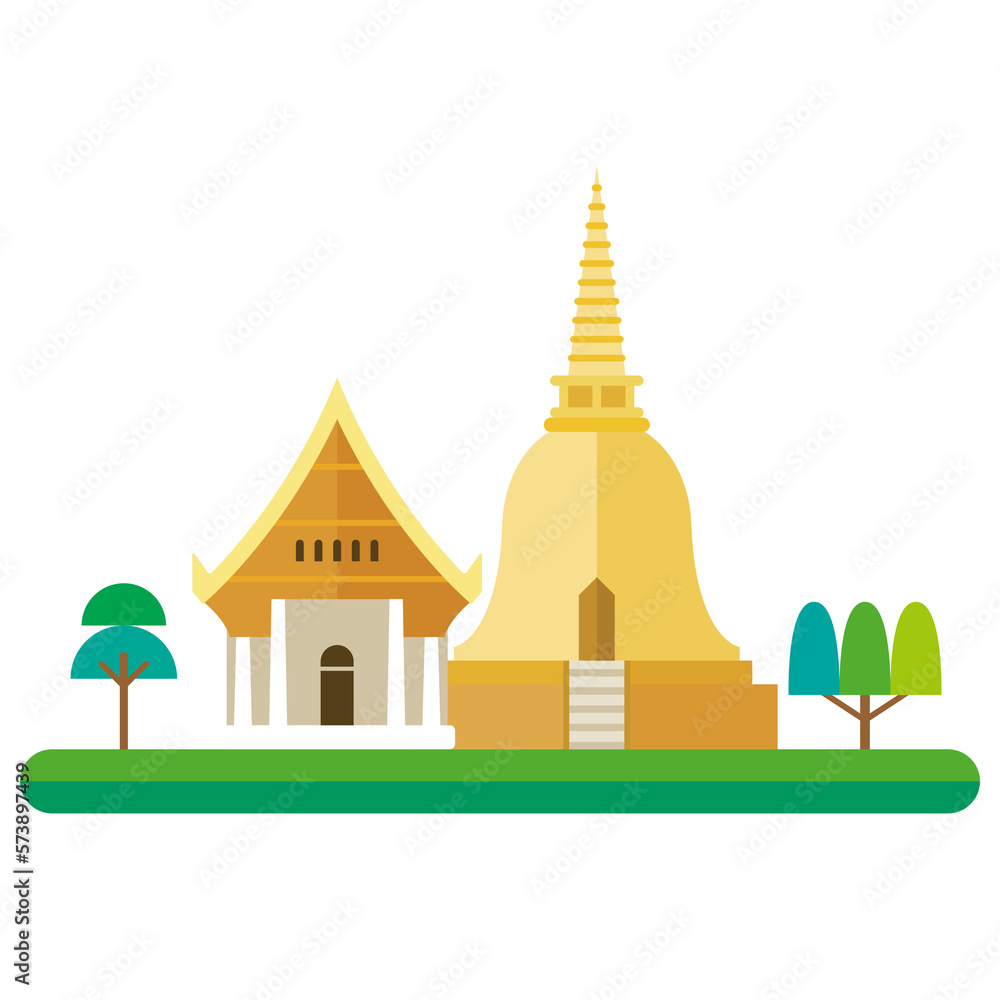 Obraz premium Golden pagoda and buddhism temple