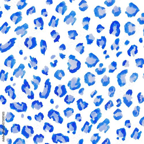 Leopard print, blue leopard background, animalistic 
 print, watercolor illustration 