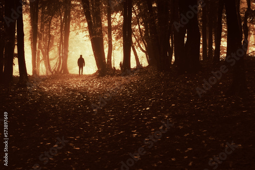 fantasy autumn sunset in da...