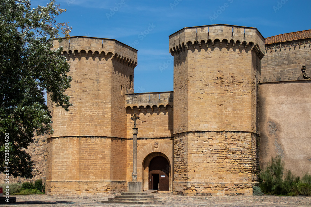 Royal entrance door to the Poblet Monastery, Tarragona, Spain