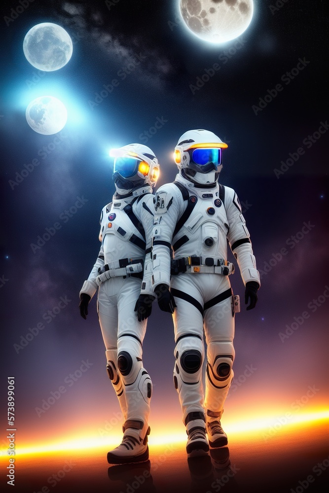 Naklejka premium astronauts in space