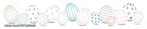 Weiße Ostereier Bunte Muster Banner Retro