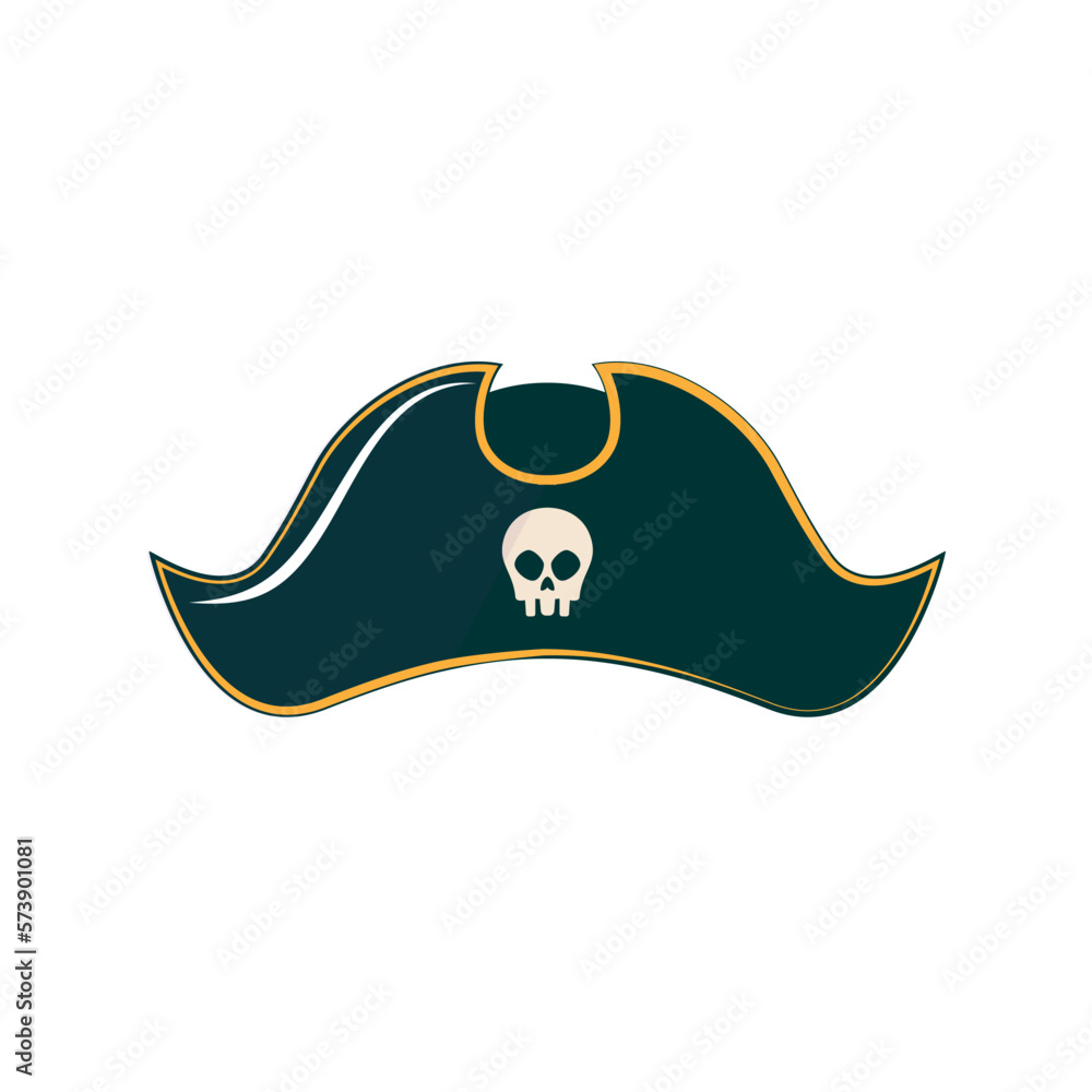pirate hat with skull and bones vector illustration isolated on white background