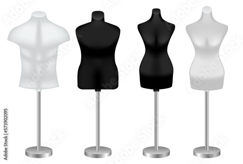 mannequins dress mockup in fashion shop isolated - 3d illustration
