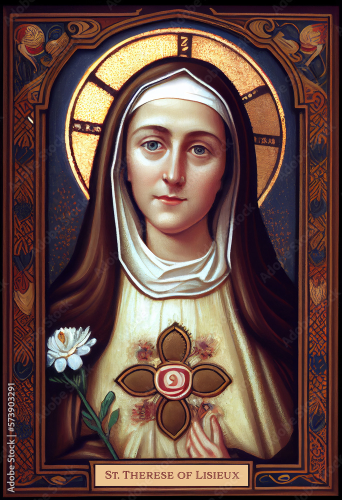 St. Therese of Lisieux art illustration. Sacred Religion Icon