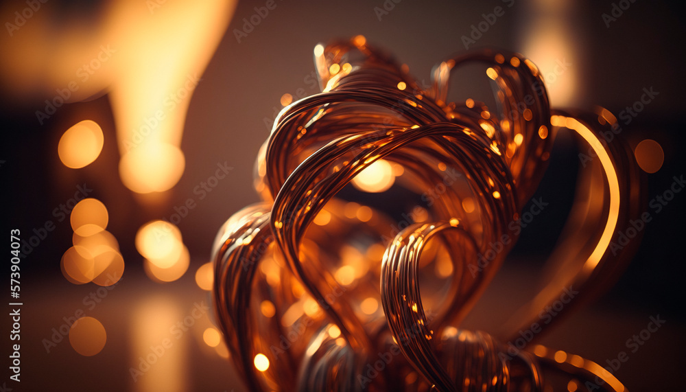 Abstract golden wire and light. generative ai
