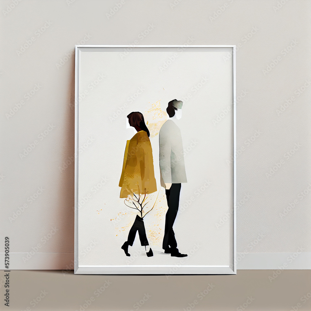 Fototapeta premium Minimalist Drawings couple illustrations. Generative AI