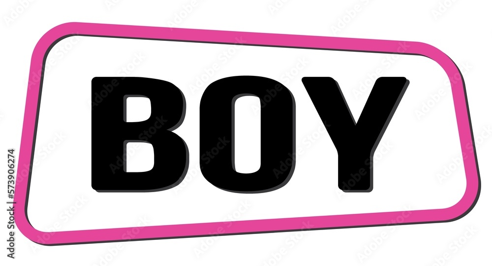 BOY text on pink-black trapeze stamp sign. BOY text on pink-black trapeze stamp sign.