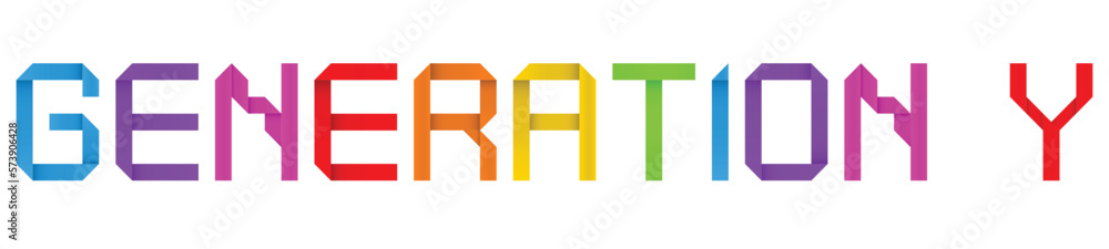 Vector cncept or conceptual paper origami font forming the GENERATION Y text isolated on white background as a metaphor for millennial, technology addiction, overconfidence, work, life balance Vector cncept or conceptual paper origami font forming the GENERATION Y text isolated on white background as a metaphor for millennial, technology addiction, overconfidence, work, life balance