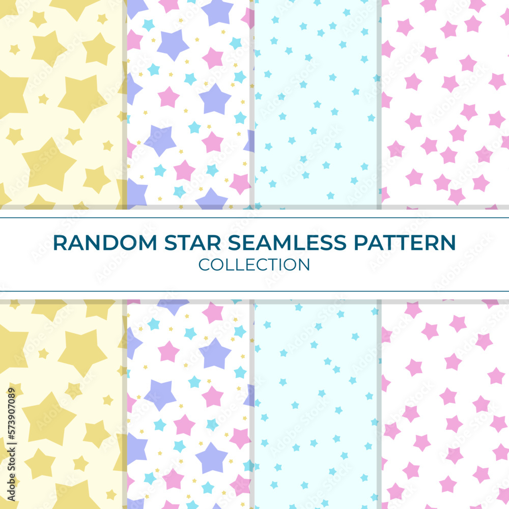 Pastel random star seamless pattern background set collection Pastel random star seamless pattern background set collection