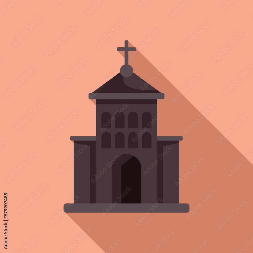 Creepy church house icon flat vector. Horror spooky. Scary night Creepy church house icon flat vector. Horror spooky. Scary night