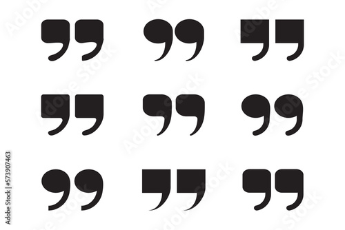 Quotes marks. Quotation marking quote mark comma double commas speech punctuation text excerption typography citation marking, vector icon