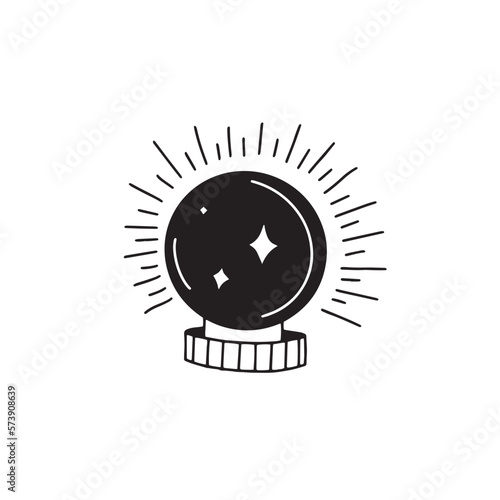 A magic ball. Magical symbols doodles esoteric boho mystical hand - drawn elements stone crystals . Magical vector elements