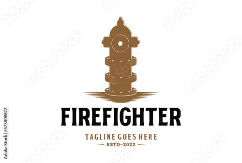Retro Vintage Fire Hydrant for Firefighter Logo Design