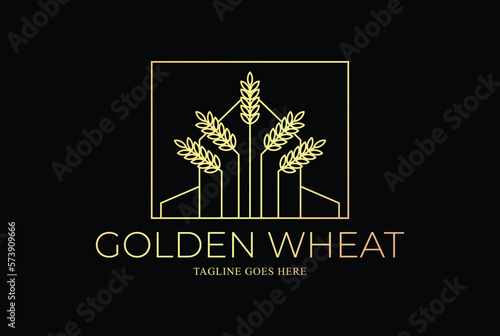 Geometric Wheat Rice Oat Barn for Farm and Bakery or Beer Logo