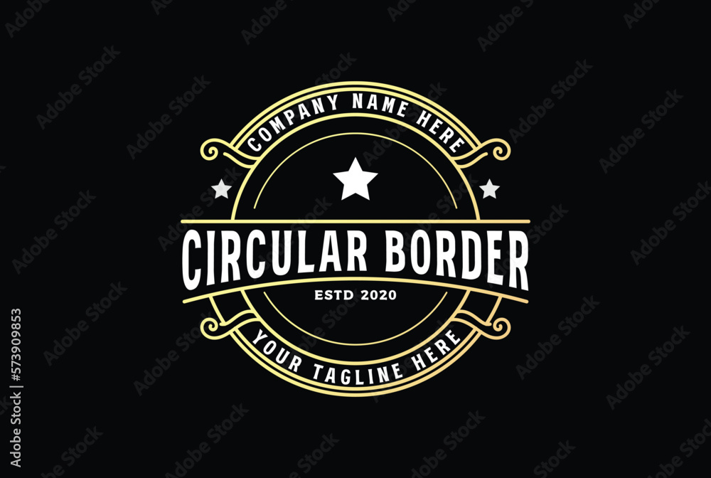 Obraz premium Circle Vintage Border Frame Vintage Royal Crown Badge Emblem Stamp Label Logo Design Vector