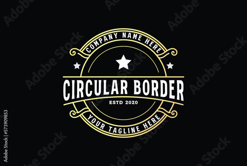 Circle Vintage Border Frame Vintage Royal Crown Badge Emblem Stamp Label Logo Design Vector