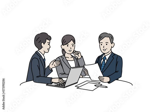 ミーティングをする男女のイラスト　ビジネスシーン