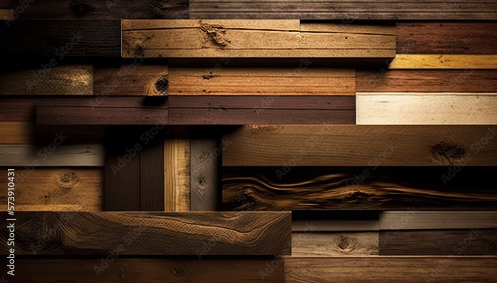 Rustic Wood Paneling in Natural Colors. AI generative. Rustic Wood Paneling in Natural Colors. AI generative.