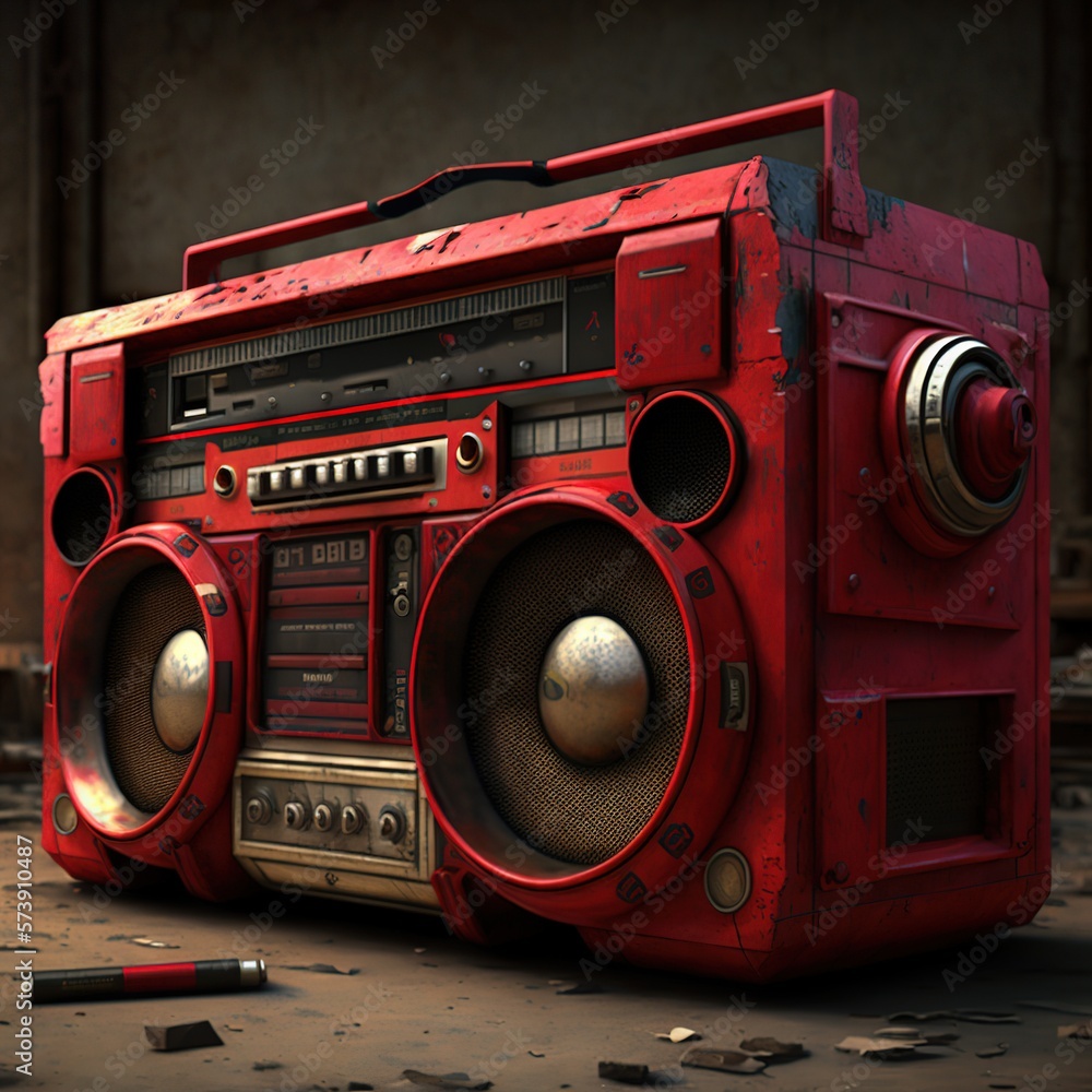 Fototapeta premium A red ghetto blaster