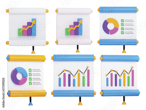 Business Chart Set 3d Vector Icon