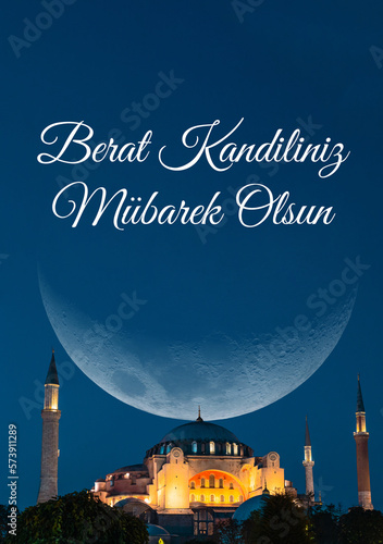 Fotografia Berat Kandili vertical photo. Islamic days in Turkish culture