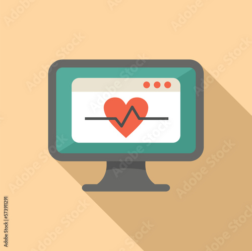 Online heartrate icon flat vector. Online medical consultation. Patient health