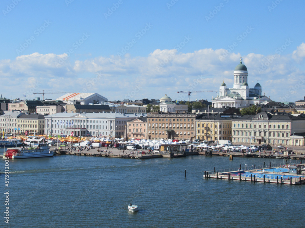 Helsinki seafront with Cathedral, Market Square, City Hall and sea