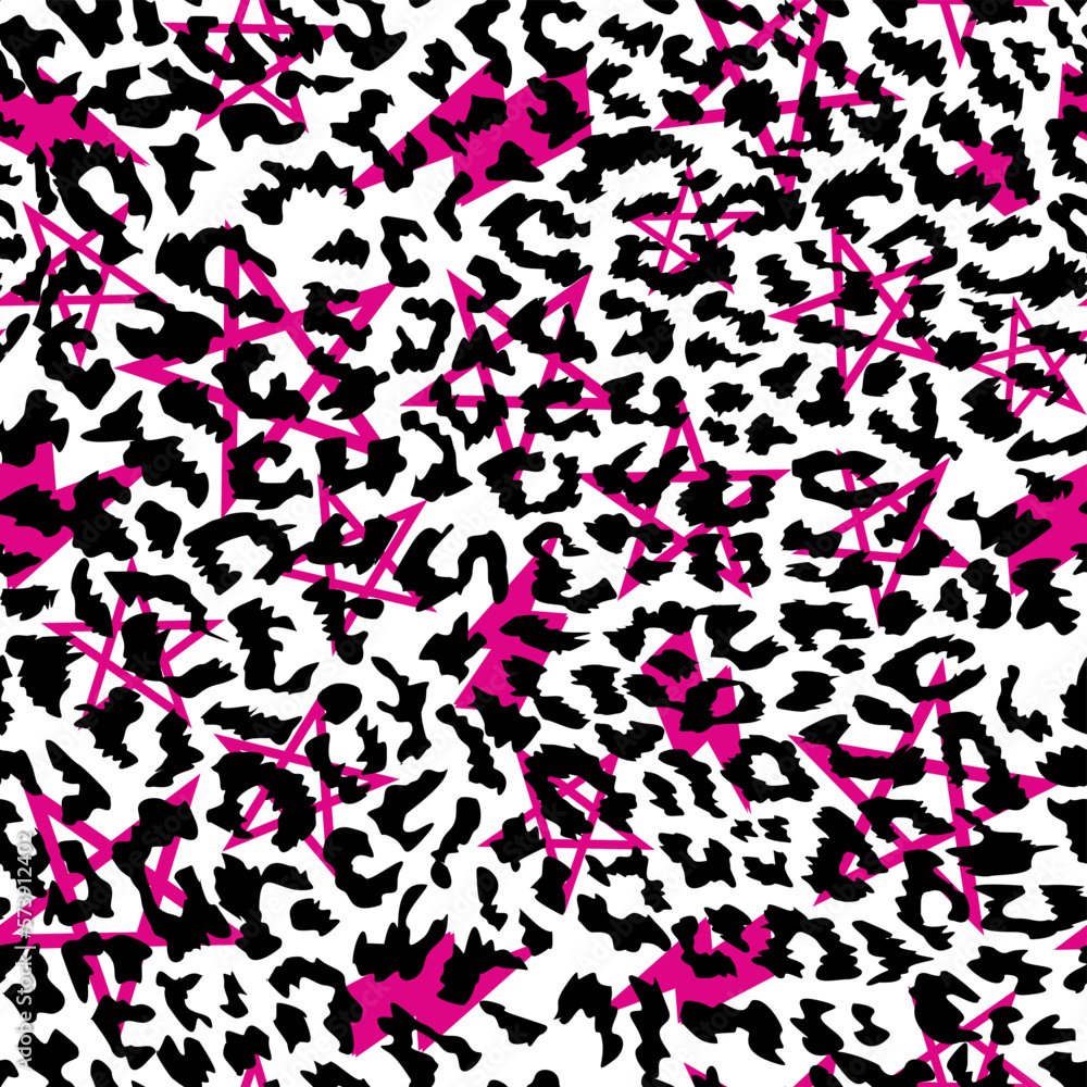 pattern seamles of animal print design with stars and thunder symbols. Vector illustration for textile industry pattern seamles of animal print design with stars and thunder symbols. Vector illustration for textile industry