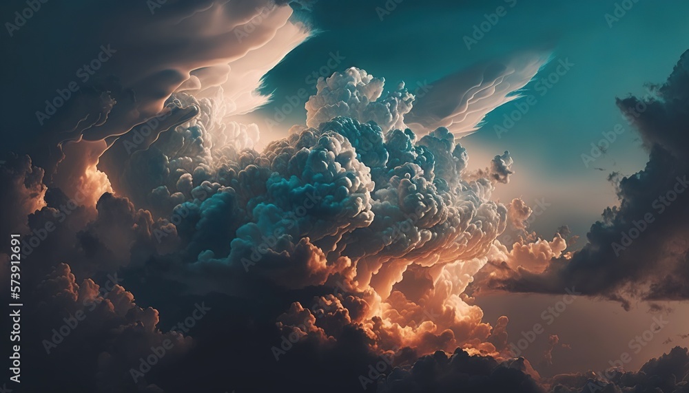 a large cloud filled with lots of dark clouds in the sky with a bright ...