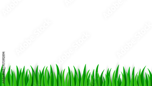 White background with green grass field. Papa cut design. Vector illustration