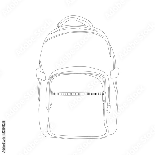 Kids school backpack outline vector illustration, in trendy style. Editable graphic resources for many purposes.