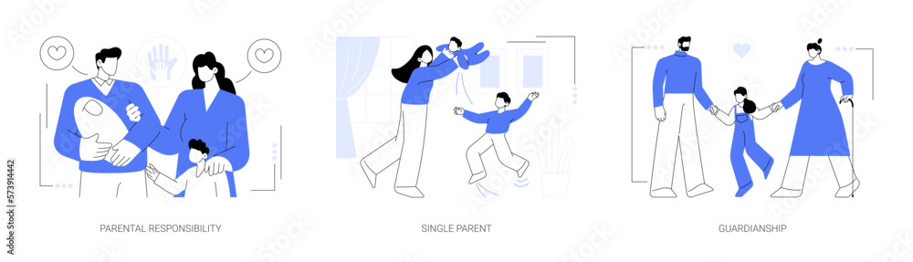 Child custody abstract concept vector illustrations.
