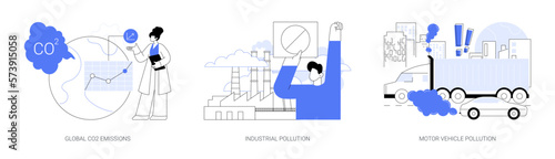 Global carbon footprint abstract concept vector illustrations.