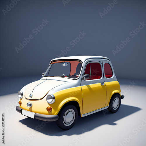 cute small retro car  3d cartoon model. Generative AI