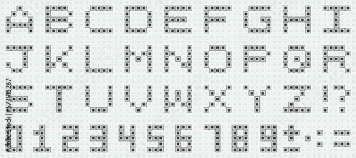 Alphabet in digital style tetris game. Vector illustration