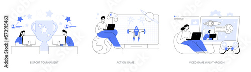 Popular pc game abstract concept vector illustrations.