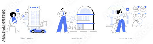 Holiday accommodation abstract concept vector illustrations.