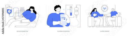 Volunteer donation abstract concept vector illustrations.