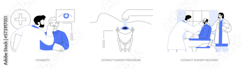 Cataract eye surgery abstract concept vector illustrations.