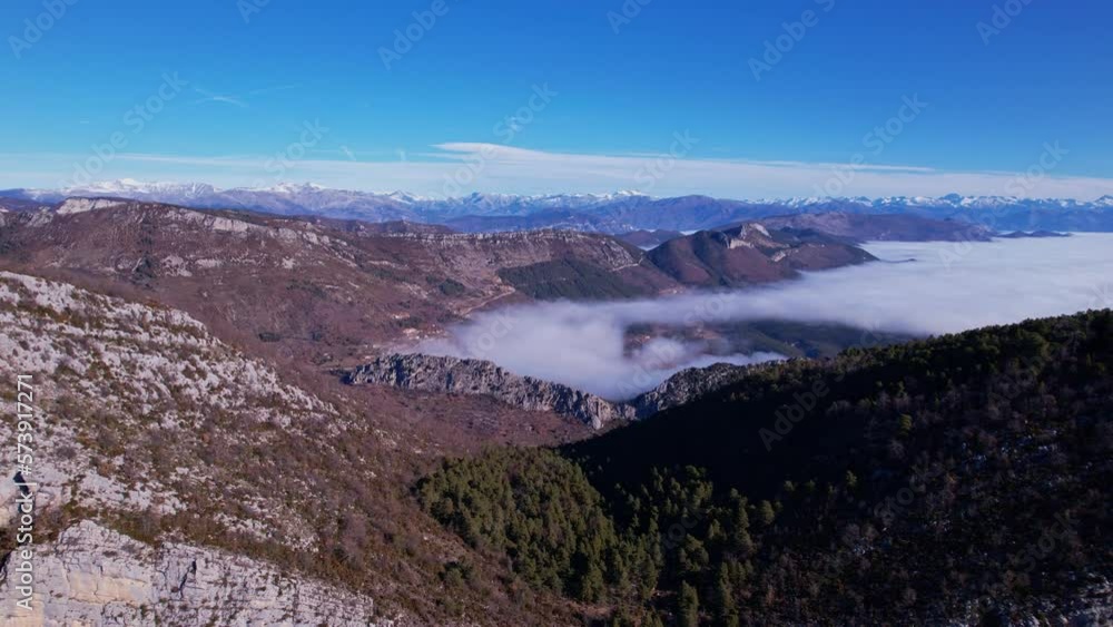 Sea of clouds in Regional Natural Park of the Prealps of Azur skyview Sea of clouds in Regional Natural Park of the Prealps of Azur skyview