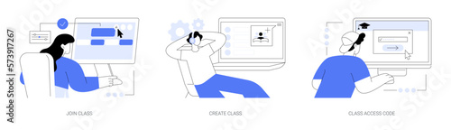 Online teaching features abstract concept vector illustrations.