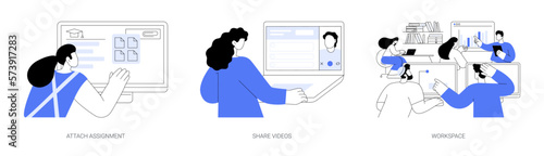E-learning platform features abstract concept vector illustrations.