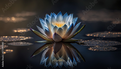 Lotus flower on the water, Generative AI