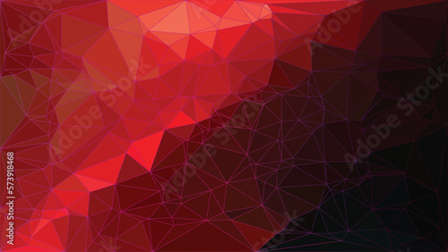 Red and lack background. Abstract monochrome business triangle texture. Low poly geometric, dark, masculine illustration.