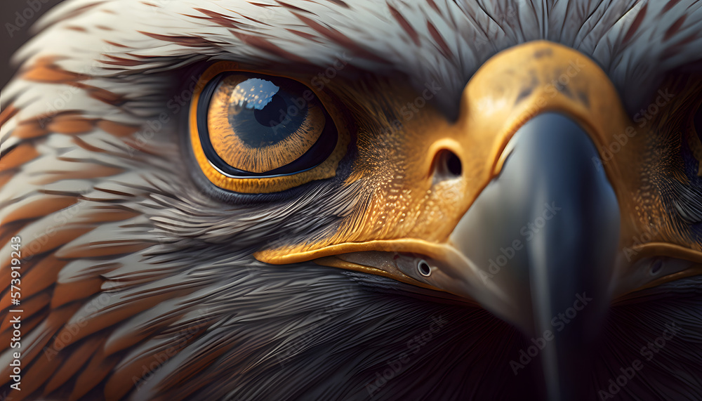 close up on the eagle's eye. look of an eagle, eyes of an eagle