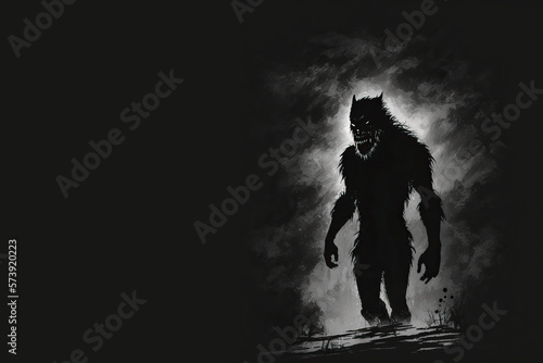 Dark Halloween Werewolf Design  Generative AI